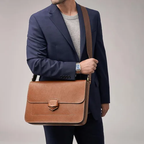 Vista 5 de Fossil Men's Lennox Leather Messenger Briefcase Work Laptop Bag for Men