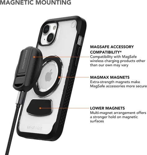 Vista 3 de Rokform - Funda para iPhone 15 Plus, Clear Eagle 3 Series, funda magnética dual para iPhone, armadura delgada probada contra caídas (transparente)