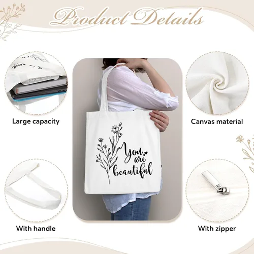 Vista 2 de Sieral 10 piezas de regalos inspiradores para mujeres, regalos de bolsa de lona con cremallera, regalo de agradecimiento para mujeres, regalo