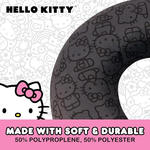 Vista 6 de FUL Hello Kitty - Almohada para el cuello, color negro Accesorios de viaje de espuma viscoelástica para avión, automóvil y oficina, cómodos