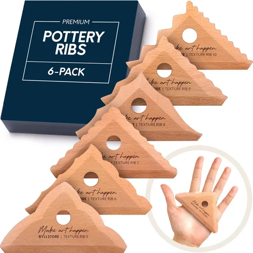 Vista 7 de Byllstore Costillas de cerámica triangular Herramientas moldeadoras de 2 pies Madera de haya maciza Paquete de 2