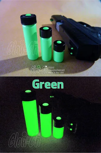 Vista 3 de Pintura de visión nocturna de color verde y pistola de brillo verde, 0.2 fl oz Vial mediano, concentrado, brillante, luminiscencia de larga