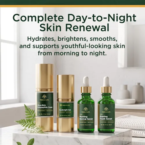Vista 2 de Tree of Life Beauty Ultimate Skin Care Set, iluminador, reafirmante, hidratante, hidratante, iluminador, régimen completo de cuidado facial - Suero