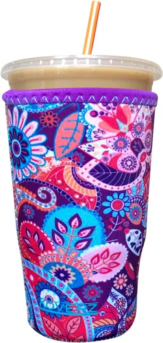 Vista 27 de Funda Koverz para café helado, funda aislante de neopreno para taza, se ajusta a una taza de café de 32 Oz., lavable y reutilizable, accesorios