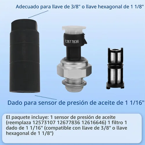 Vista 4 de 12573107 Sensor de presión de aceite con conector para Chevy Silverado 1500 2500 3500 Tahoe Suburban Impala Avalanche Express GMC Sierra Yukon