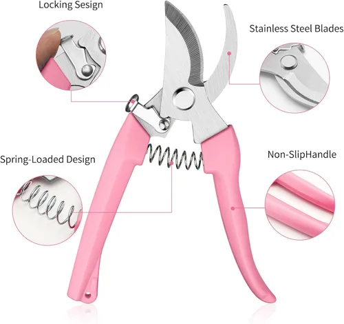 Vista 3 de Flower Scissors, Flower Shears High Strength Steel Sharp, Ergonomic Handle Pruning Shears for Gardening, Lightweight Garden Scissors, 1-inch Cut