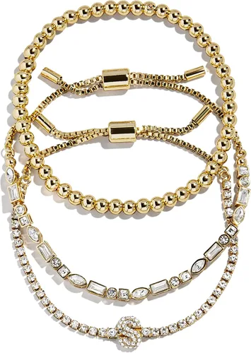 Vista 20 de BaubleBar Juego de pulsera Pisa para mujer, tres pulseras de cuentas chapadas en oro, joyería de moda, regalo de moda