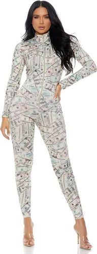 Vista 5 de Forplay Traje de baño con cremallera y estampado de dinero para mujer