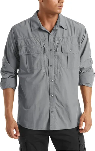 Vista 10 de TACVASEN Camisa de pesca de manga larga para hombre, de secado rápido Negro
