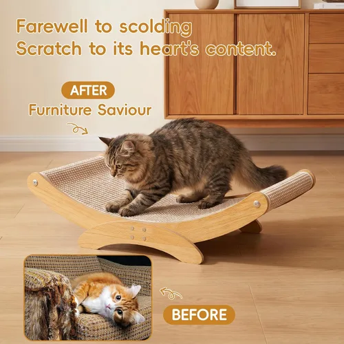 Vista 6 de Cama rascador para gatos de interior, tabla rascador grande de sisal