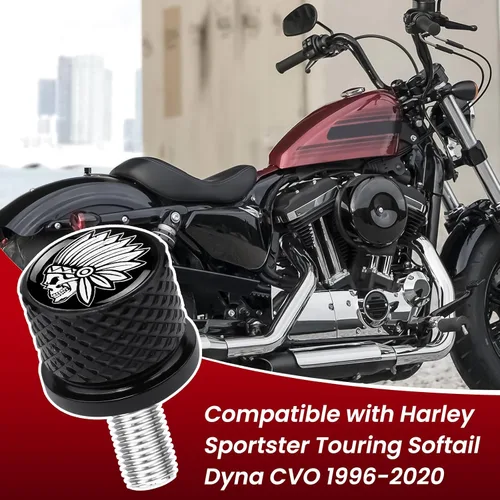 Vista 2 de Tornillo de tornillo de asiento de guardabarros moleteado de acero inoxidable negro de 1/4 "-20 roscas compatible con Harley Sportster Touring