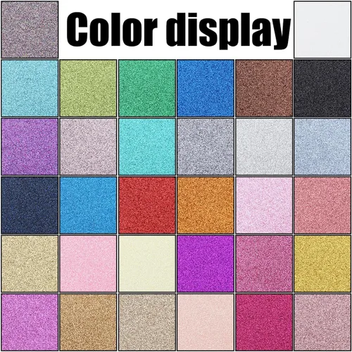 Vista 2 de Hojas de tela de piel sintética con purpurina de 32 colores de 8 x 6 pulgadas para lazos de cuero, aretes, fabricación de joyas, costura