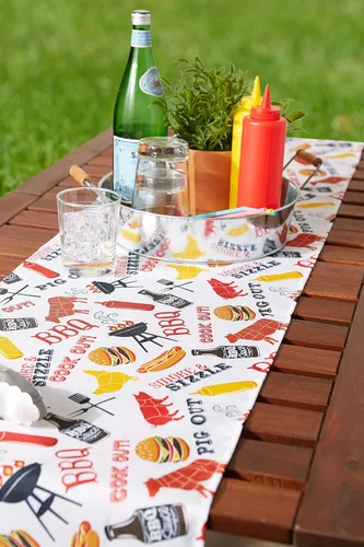 Vista 6 de DII Colección de mesa para exteriores, resistente a las manchas y al agua, 14x72, barbacoa
