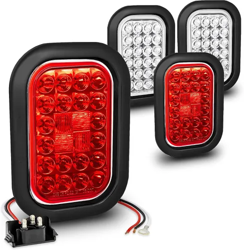 Vista 16 de TRUE MODS Kit de Luces Traseras LED Rectangulares Ámbar de 5x3 3x5 Pulgadas para Remolque [DOT FMVSS 108] [SAE I6 P P2] [Arandelas/Conectores]
