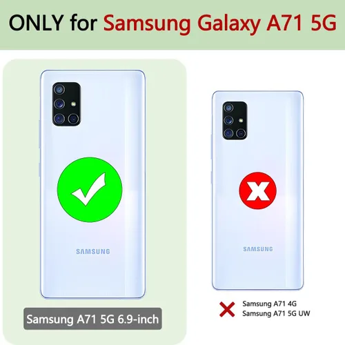 Vista 2 de Funda para Galaxy A71 5G, grado militar, resistente, de doble capa, cuerpo completo, a prueba de golpes, protección de cámara con anillo atril Negro