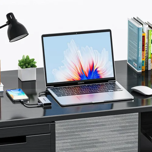 Vista 6 de Minisopuru Divisor USB C – Hub USB C de 4 puertos para portátil, solo transferencia de datos (no compatible con alimentación y video) USB C a USB C