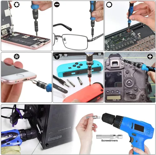 Vista 3 de oGoDeal Juego de destornilladores de precisión 155 en 1, kit profesional de herramientas de reparación electrónica para computadora, gafas, iPhone
