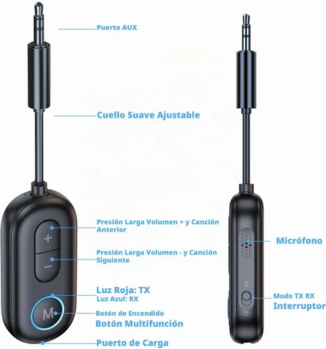 Vista 9 de Adaptador Bluetooth de avión para auriculares Bluetooth AUX adaptador Negro
