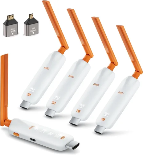 Vista 11 de TIMBOOTECH Receptor HDMI inalámbrico y transmisor con pantallas LED, hasta 6 RX, salida HD 4K/1080P, 5.8GHz, divisor HDMI inalámbrico