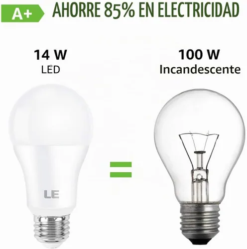 Vista 6 de Lepro Bombillas LED equivalentes a 100 W, 14 W, 1500 lúmenes, luz blanca diurna 5000 K, no regulable, base estándar A19 E26, vida útil de 10000
