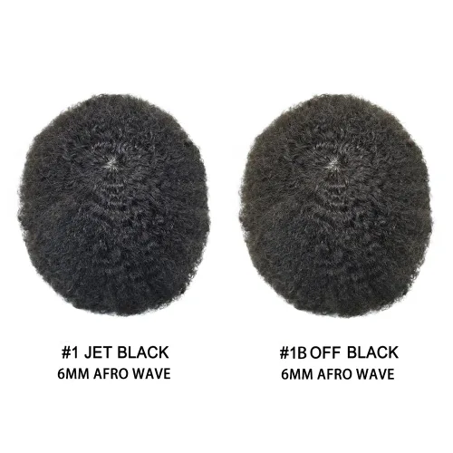 Vista 5 de Afro Toupee para hombres negros, 0.004 in de piel fina sistema de pelo PU para hombres, pieza de cabello humano Remy brasileño para hombres, rizado