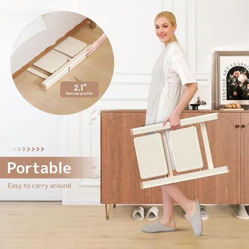 Vista 7 de Escalera plegable de 2 escalones con pedal ancho antideslizante, capacidad de 330 libras, escalera portátil ligera para uso en el hogar y la cocina