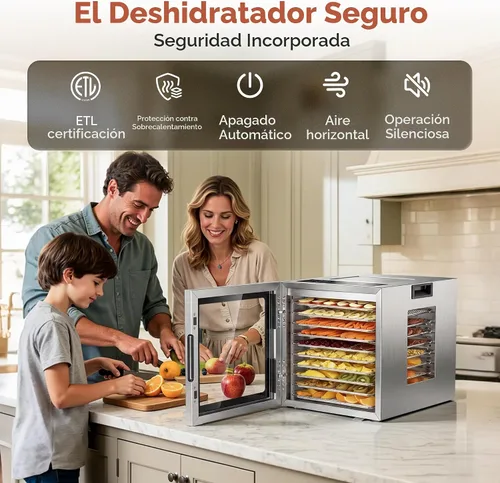 Vista 2 de Deshidratador de alimentos 10 bandejas de acero inoxidable máquina Bandejas plateadas-10