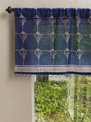 Vista 9 de Saffron Marigold Cortina de cenefa impresa a mano con ribete de cuentas, velo de novia blanco, perfecta para cocina, dormitorio, baño, comercio
