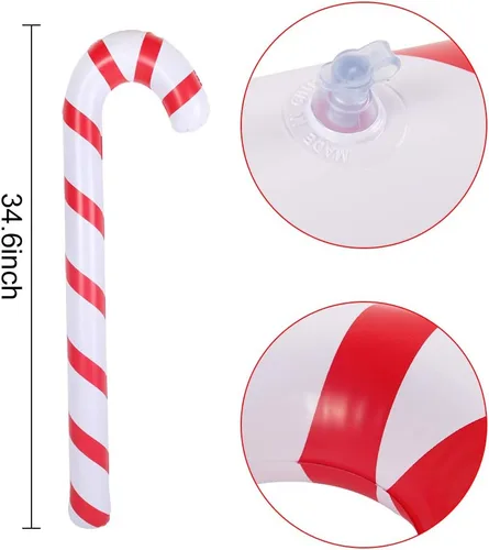 Vista 4 de Bastón de caramelo inflable de Navidad de 6 piezas de 35 pulgadas