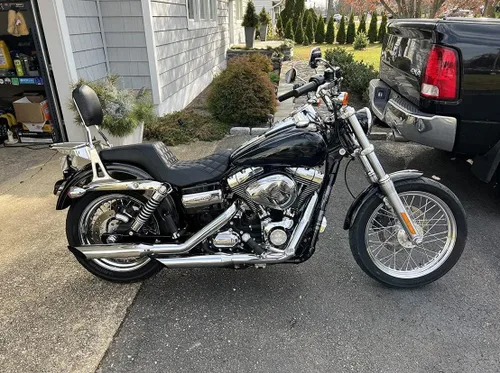 Vista 2 de Asiento de motocicleta para conductor y pasajero, apto para Harley Dyna Wide Glide Low Rider Fat Bob Street Bob FXDB Super Glide Custom Switchback