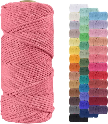 Vista 131 de Cordón de macramé de 0.079 pulgadas, cuerda de algodón natural de 109 yardas, hilo de cuerda de macramé para manualidades, ganchos de pared