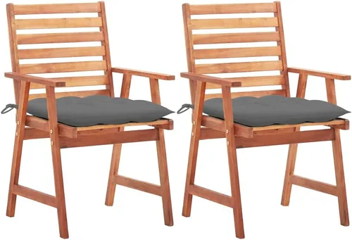 Vista 21 de Patio Dining Chairs 2 pcs with Cushions Solid Acacia Wood Dinning Room Outdoor Seating Outside Chairs Sillas para Comedor for Picnic Beach Courtyard