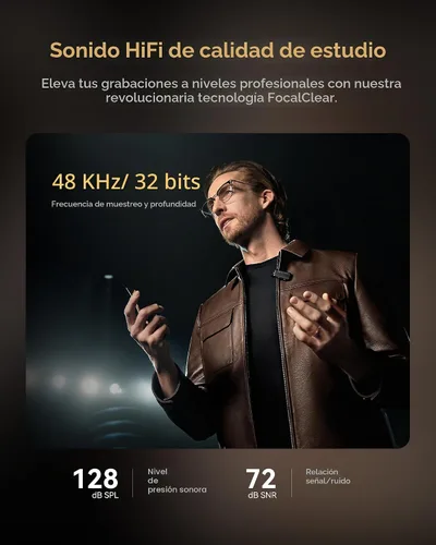 Vista 2 de Micrófono inalámbrico Hollyland Lark MAX 2 para iPhone/Cámara/Android, cancelación de ruido AI, audio de 32 bits de cadena completa, rango de 1115