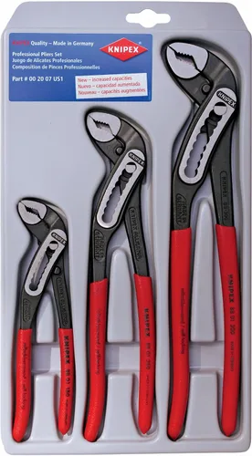 Vista 2 de KNIPEX Juego de alicates de cocodrilo (7, 10 y 12 pulgadas) + alicates KNIPEX Raptor (10 pulgadas), rojo