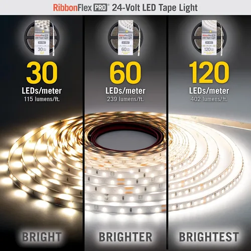 Vista 7 de Armacost Lighting RibbonFlex Pro 136230 - Tira de luces LED blancas de 24 V, 120 LED/m, 2700K, 16.4 pies