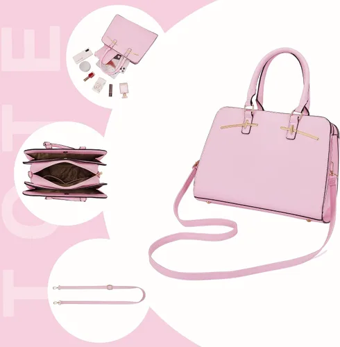 Vista 5 de Carteras para mujeres, bolso cartera monedero tote bandolera hobo con asa superior tipo satchel, juego de carteras de 2 piezas con 3 compartimentos