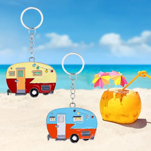 Vista 8 de 2 Piezas Llavero de Caravana, Llavero de Caravana RV Accesorios de Caravana para Remolques de Viaje Llavero Retro de Coche de Camping