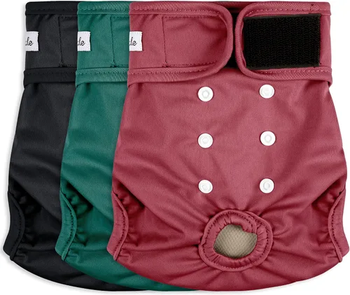 Vista 9 de Pañales para perras hembra, pañales reutilizables para perritos en celo, altamente absorbentes para la incontinencia de mascotas, con broches