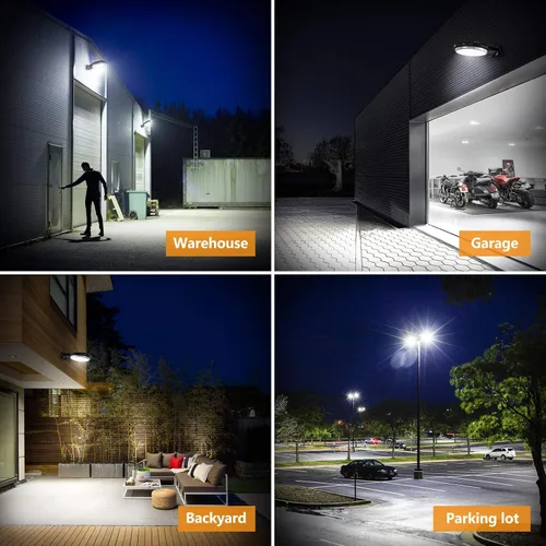 Vista 8 de Viugreum Paquete de 2 luces LED de granero de 100 W, 12000 lm, iluminación exterior del anochecer al amanecer, luz de jardín IP65 impermeable 5000 K