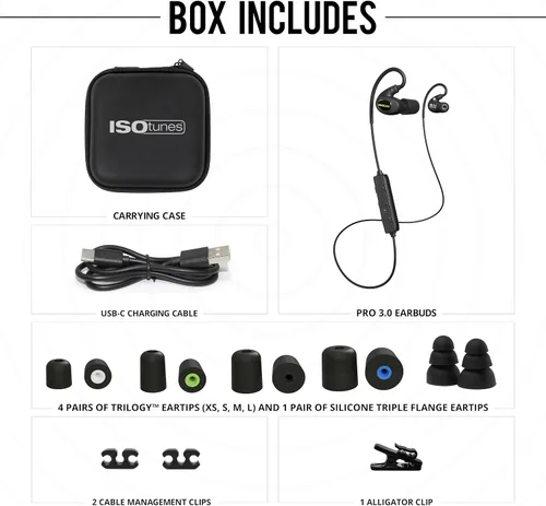 Vista 3 de ISOtunes PRO 3.0 Bluetooth Protección Auditiva - Tapones Aprobado por OSHA con 20 Horas de Vida de Batería, Protección Auditiva Bluetooth con Negro
