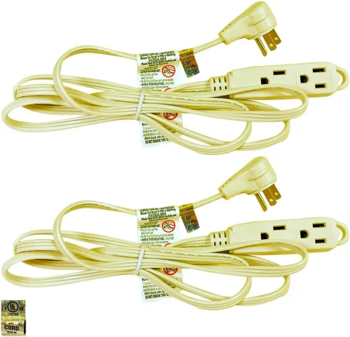 Vista 6 de Royal Designs - Cable de extensión de enchufe plano para interiores y exteriores, 6 pies de largo, blanco, cable de conexión a tierra de 6 clavijas