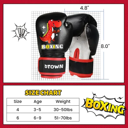Vista 4 de Guantes de boxeo para niños, transpirables, de primera calidad, para saco de boxeo, kickboxing, MMA