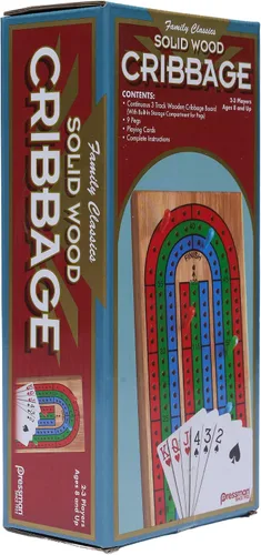 Vista 5 de Family Classics Cribbage – Tablero continuo de madera maciza de 3 vías con compartimento de almacenamiento integrado para clavijas