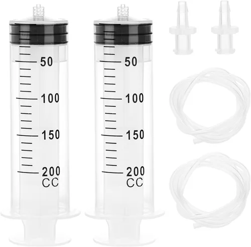 Vista 9 de 2 jeringas de plástico de 2 fl oz con 2 tubos de 13 pulgadas y conexiones Luer
