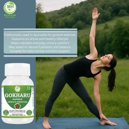 Vista 3 de Morsan's Gokharu (Tribulus terrestris) Cápsulas, Pack de 4 x 60 x 500 mg. Veg. Cápsulas (4)