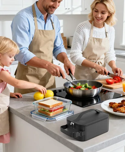 Vista 7 de HowFly Pequeña bolsa de merienda aislada para niños - Lonchera para mujeres/hombres - Bolsas de almuerzo enfriadoras plegables y reutilizables