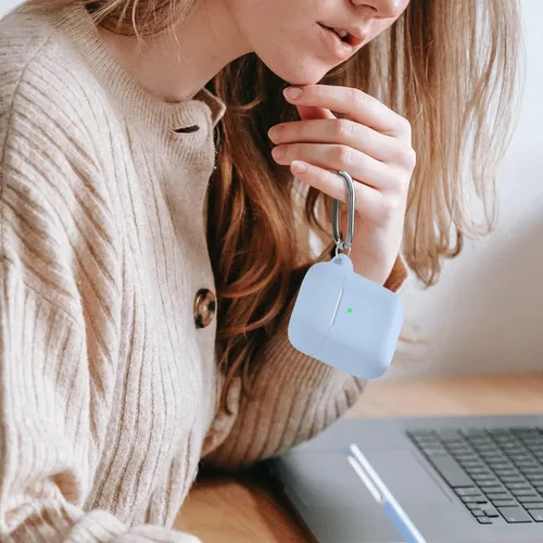 Vista 5 de Funda Protectora para AirPods 1/2, viene con kit de limpieza, funda protectora de silicona suave con hebilla, compatible con estuche de carga