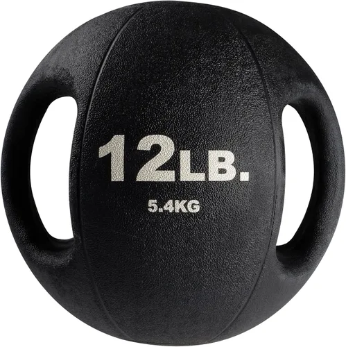 Vista 8 de Body-Solid Pelotas medicinales de ejercicio resistentes con asas dobles, pelota medicinal de agarre de goma antideslizante duradera