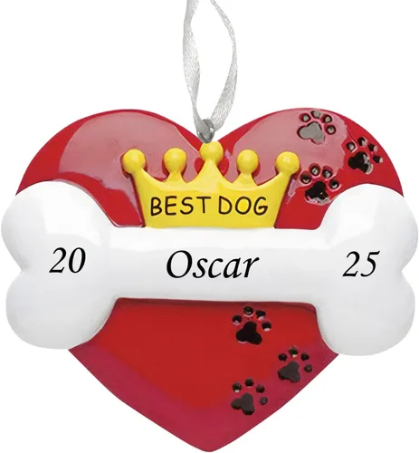 Vista 8 de Adorno de Navidad personalizado para perros 2025 – Bad to The Bone – Recuerdo personalizado para mascotas – Nuevo adorno para cachorros – Primera