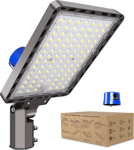 Vista 9 de Luz LED para Estacionamiento de 200W 28000LM Brillante del Anochecer al Amanecer Reflectores Exteriores con Soporte de Yugo de Pared Trunnion 5500K